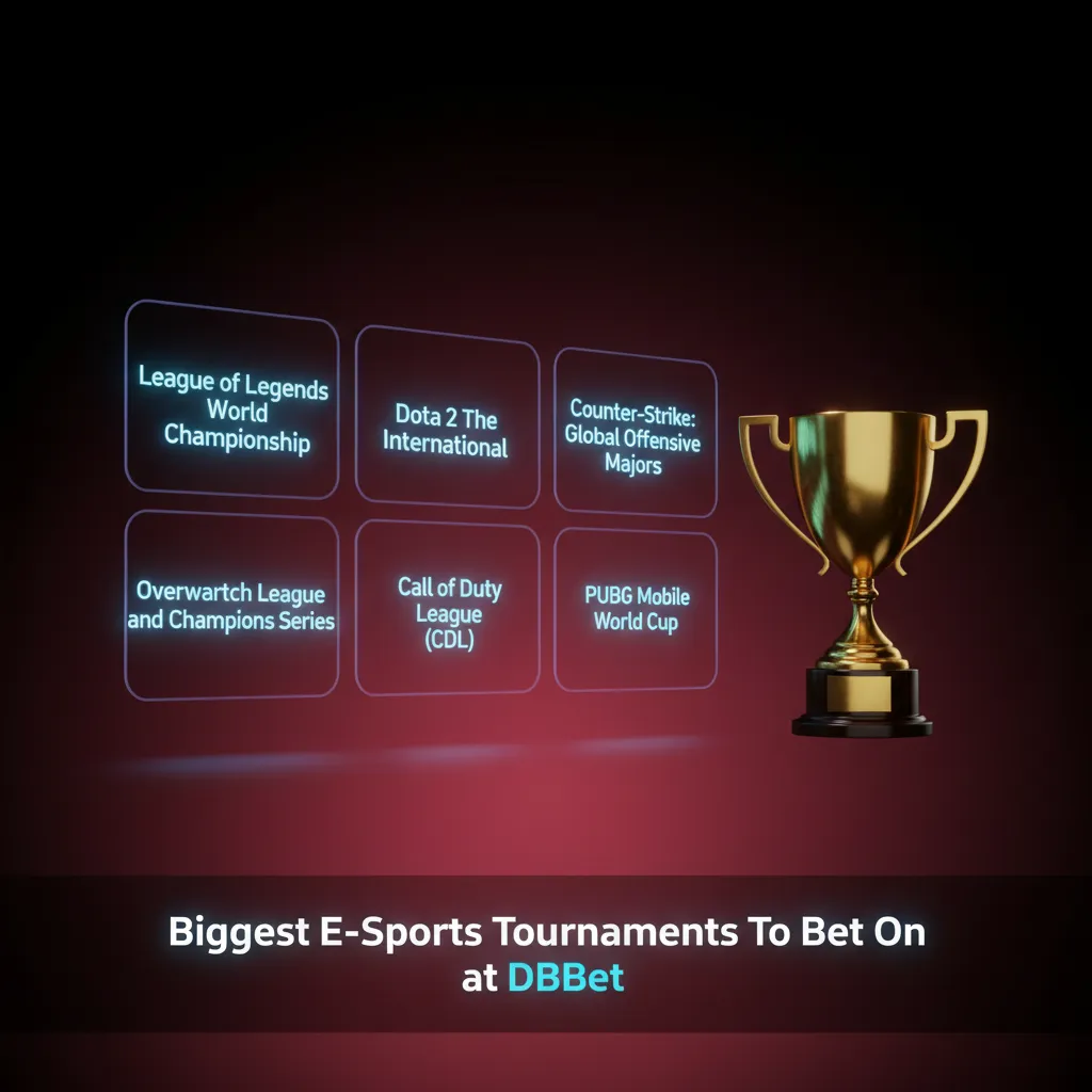 DBBet banner: biggest esports tournaments to bet on, incl. The International, PGL Major, Worlds, Champions.
