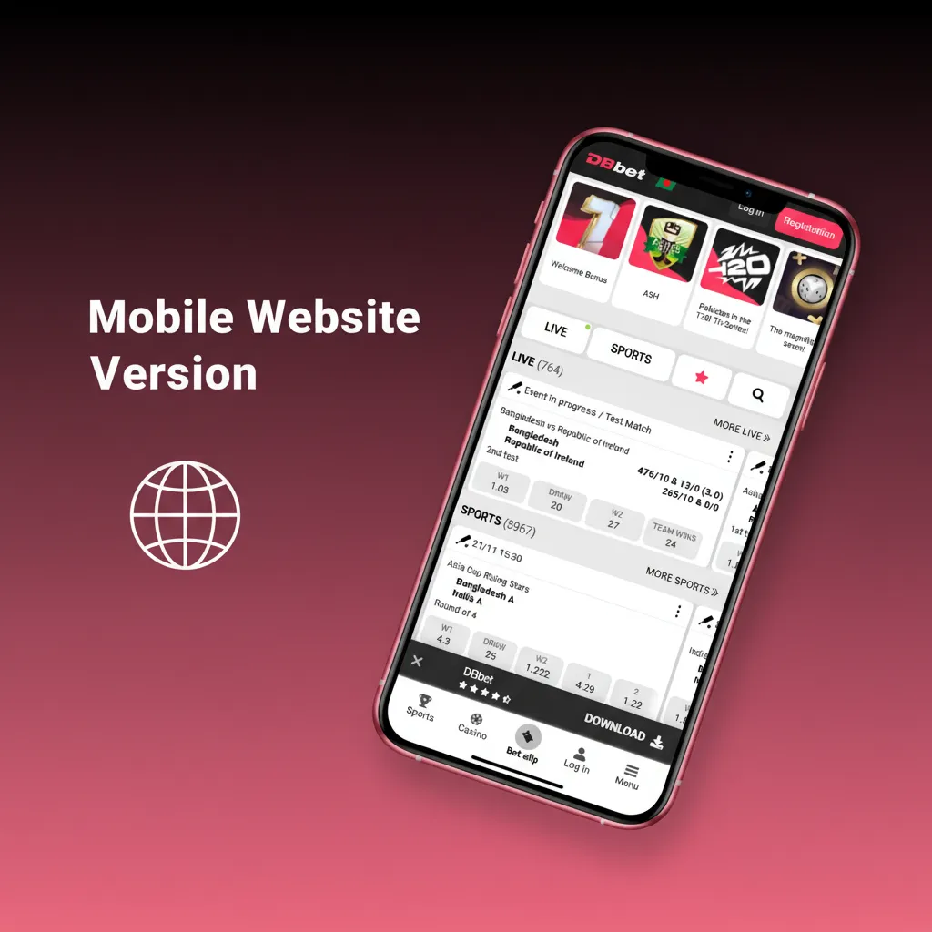 Mobile website interface for betting: responsive design, real-time odds, quick bet slip, stake presets, biometric login.