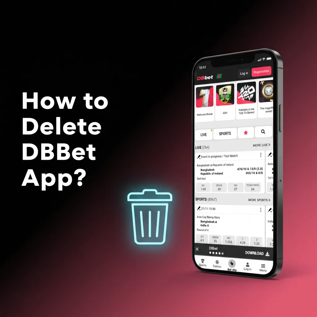 Steps to remove DBBet app: Android - App info > Uninstall; iOS PWA - Delete Bookmark; account stays active.