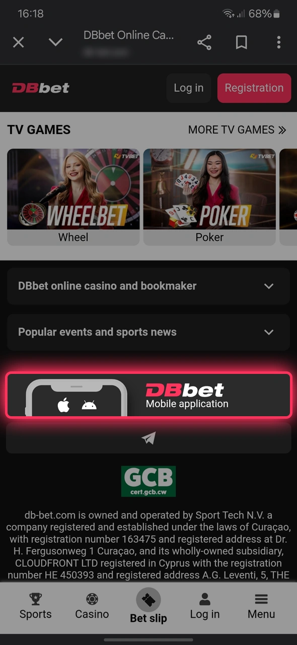Use the DBbet app section to start installing on Android.