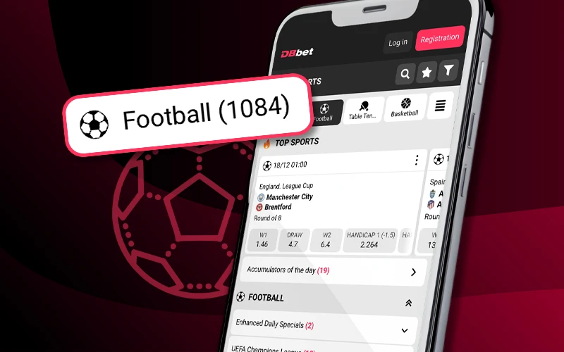 Bet on football matches in the DBbet app and follow live action.