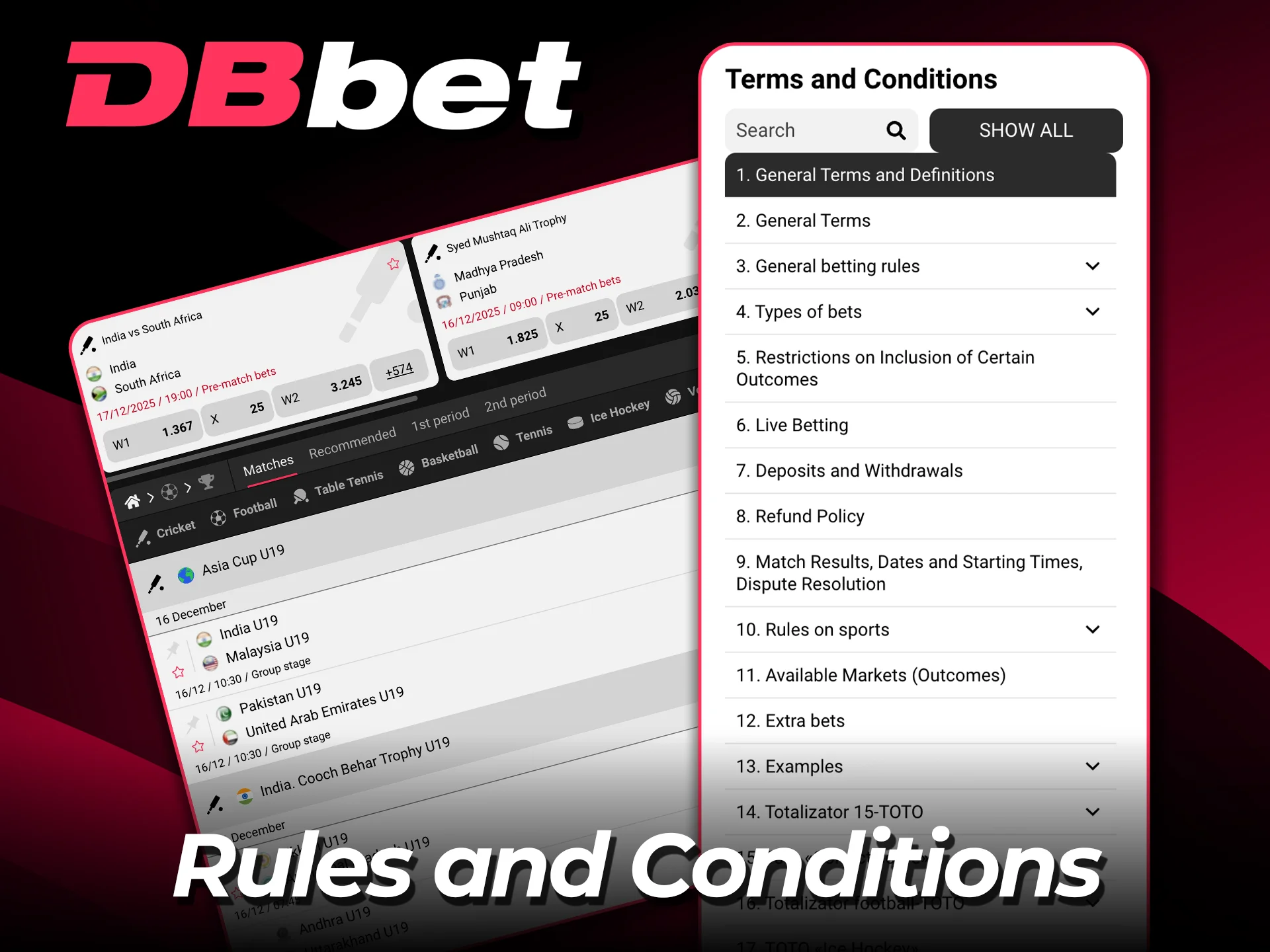 Understand the rules and conditions at DBbet before placing your bets.