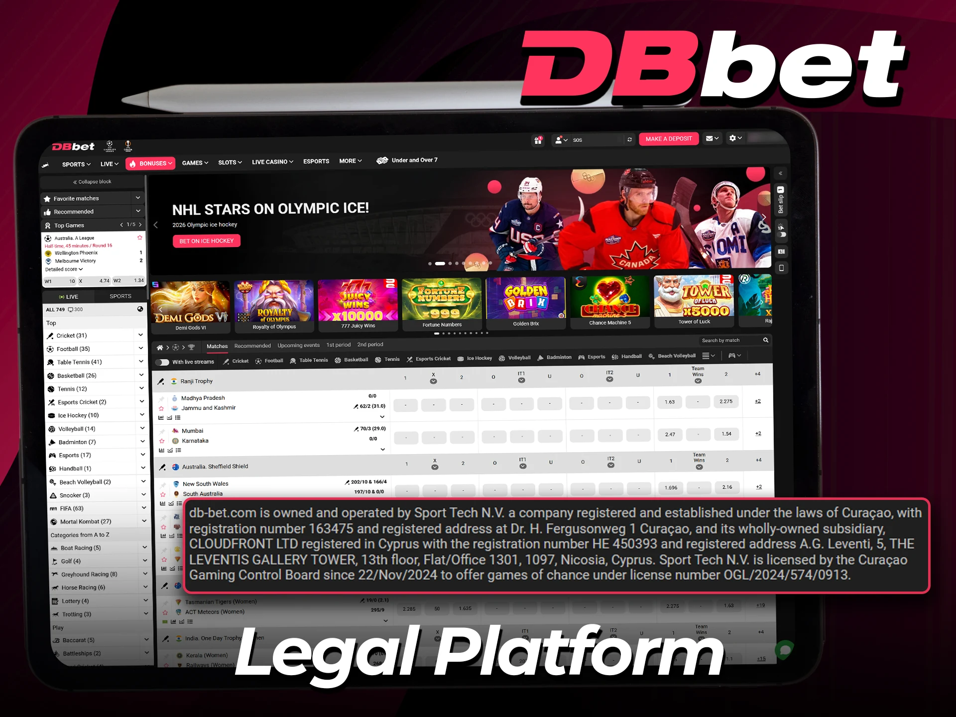 Check the legal status of DBbet.
