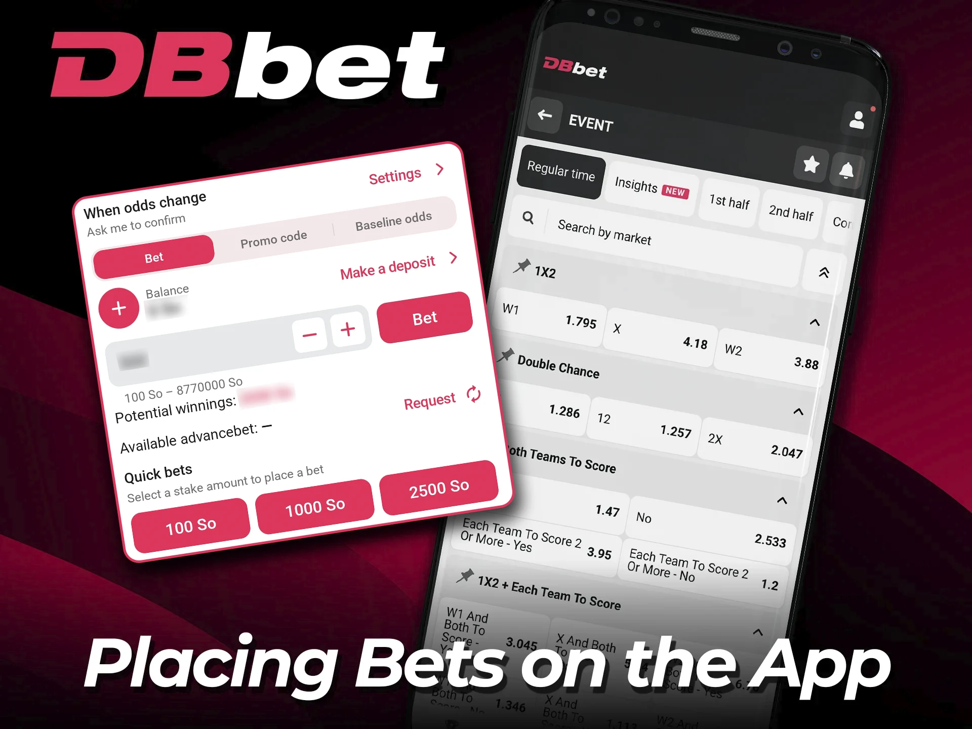Place quick bets using the DBbet mobile app anytime.