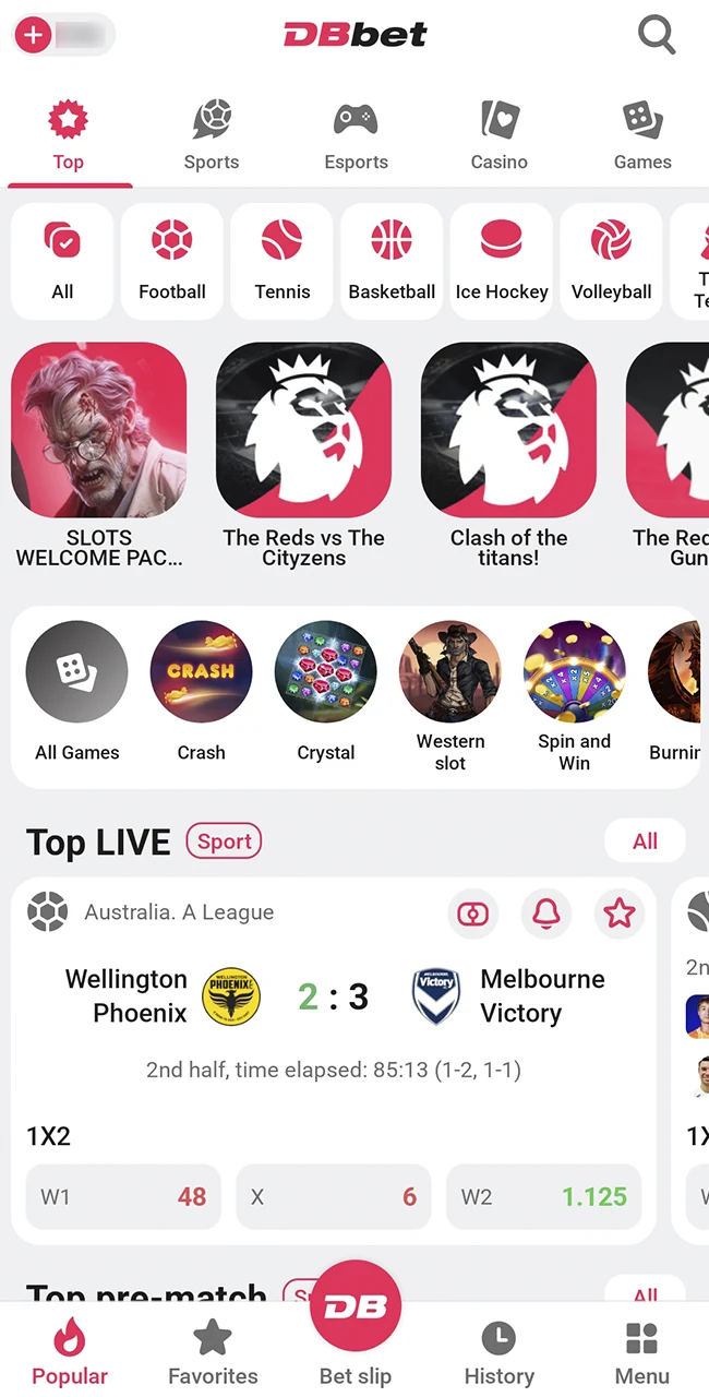 Visit the official DBbet website home page.