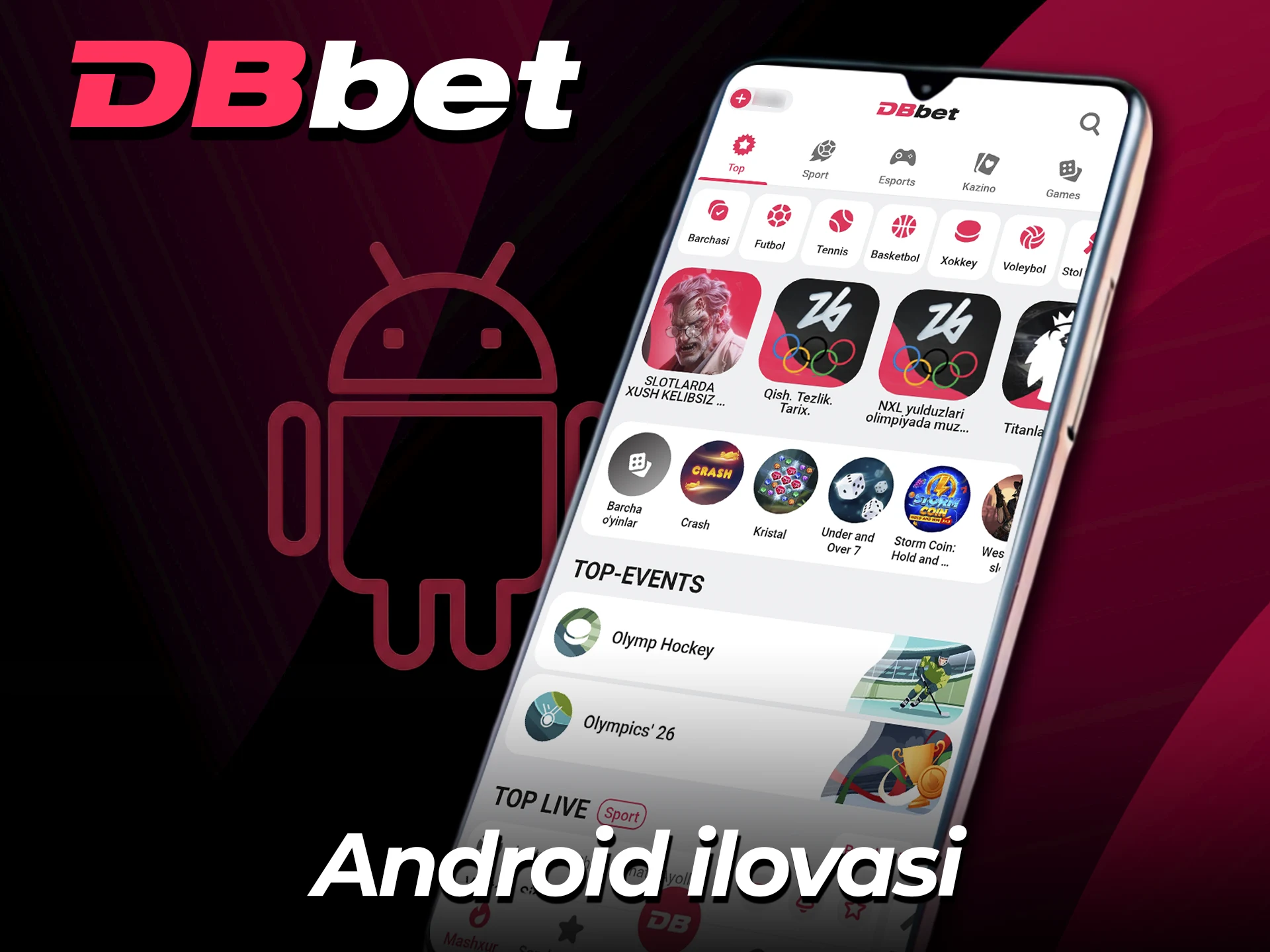 Android uchun DBBet APK faylini rasmiy saytdan yuklang.