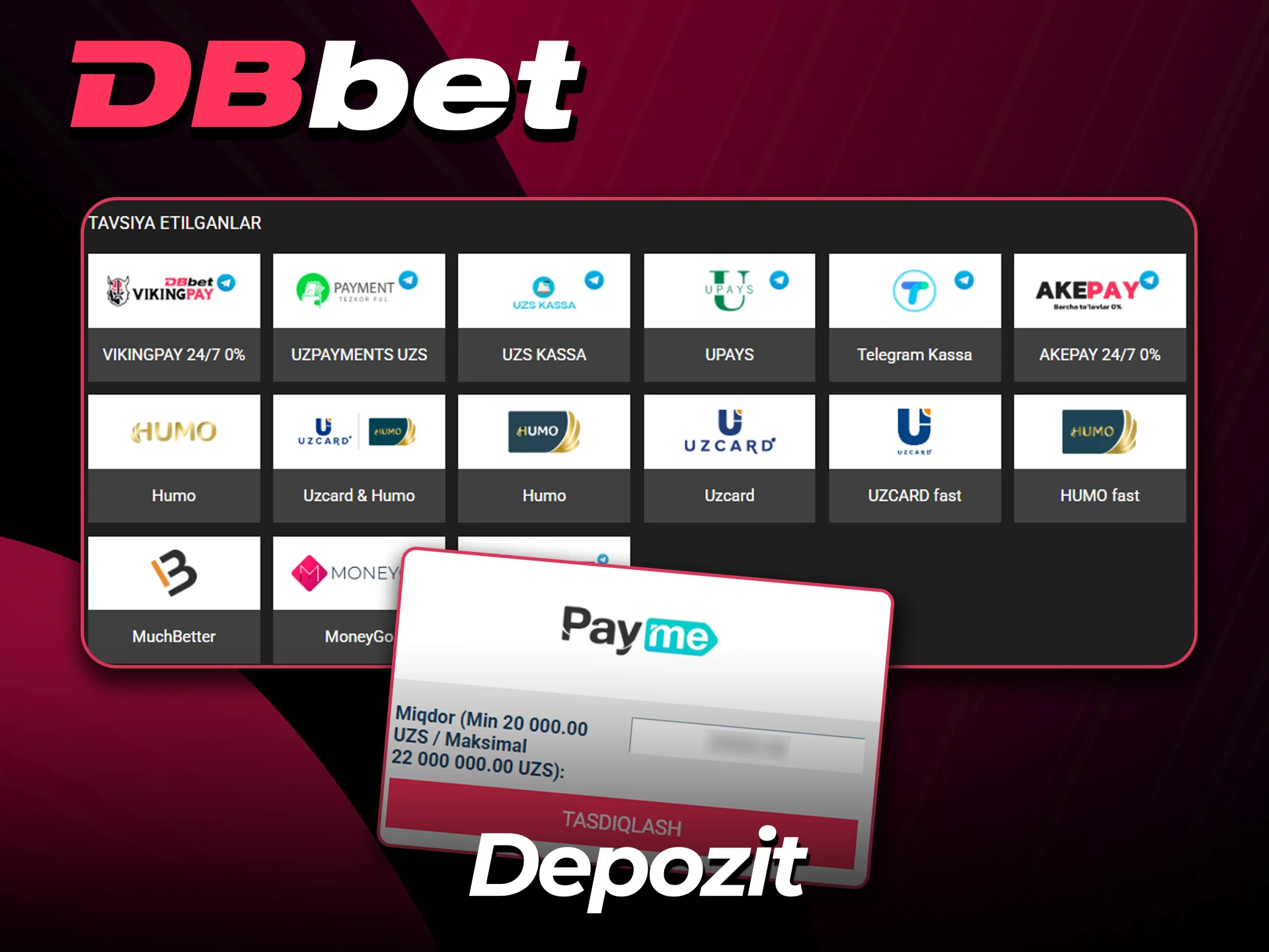 Hisobingizni hoziroq to'ldiring va DBBet bonusiga ega bo'ling.