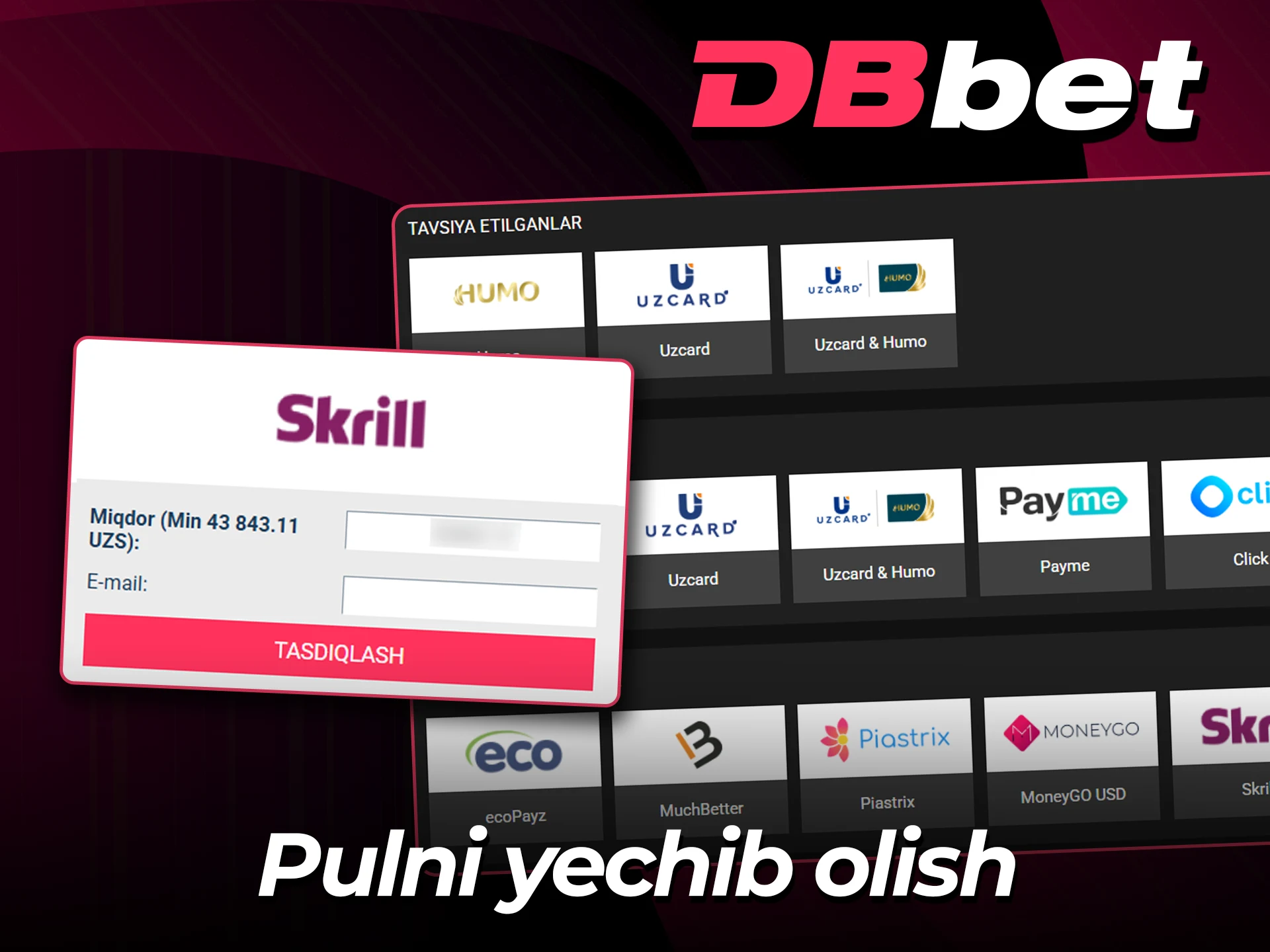 Yutuqlaringizni rasmiy DBBet sayti orqali tezda yechib oling.