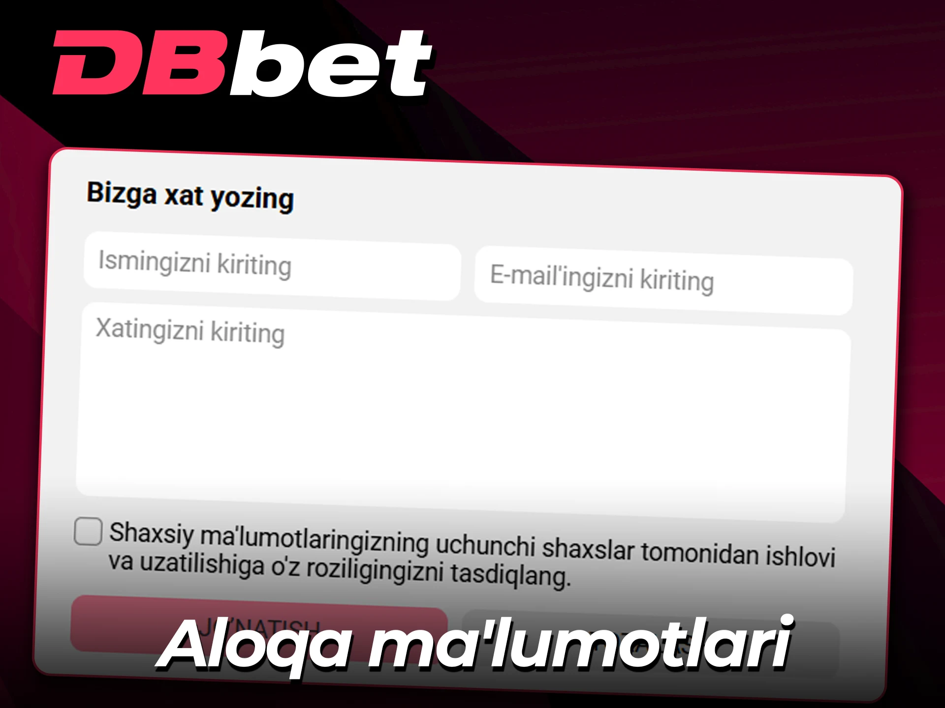 Rasmiy DBbet veb-saytida qo'llab-quvvatlash aloqalarini toping.