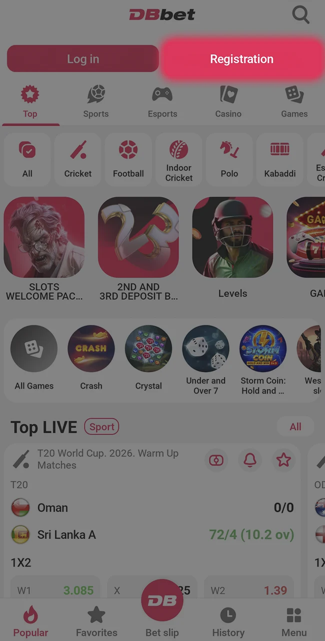 Start your signup on the official DBbet website here.