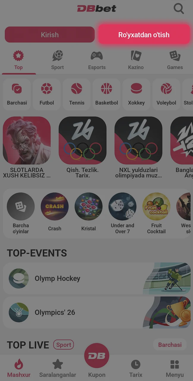 Start your signup on the official DBbet website here.