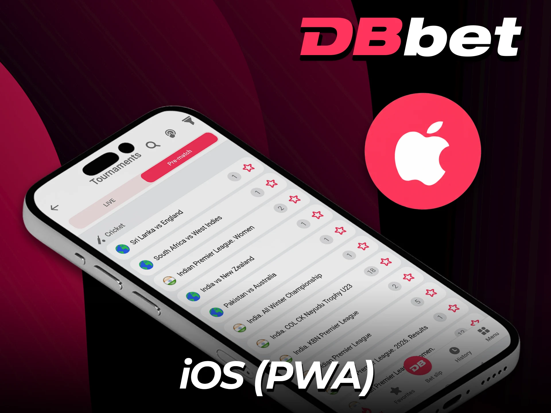 Access the DBbet web app on iOS devices.