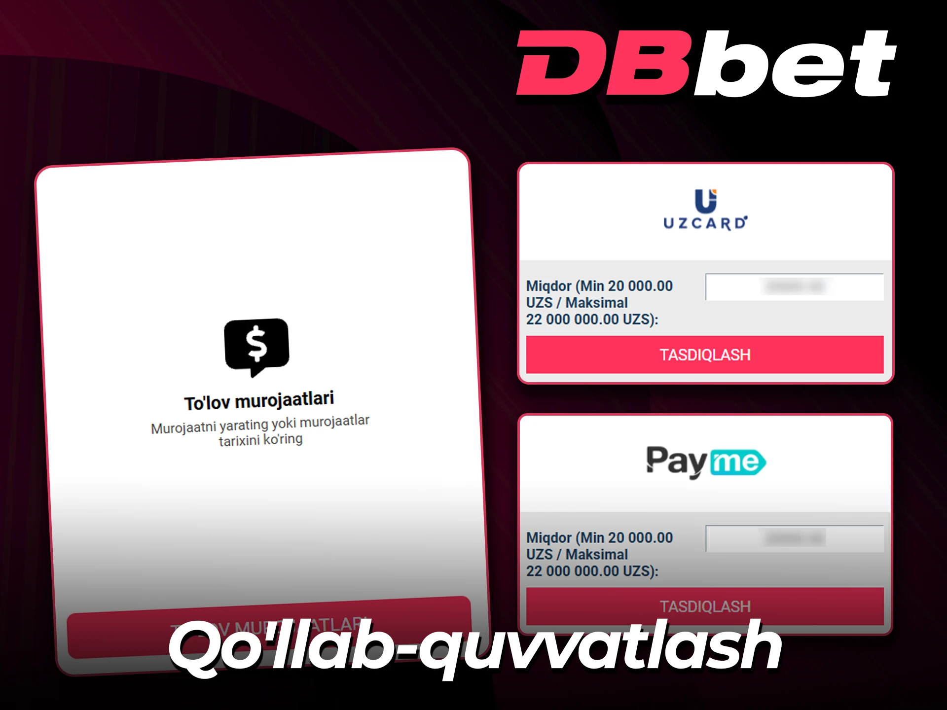 Rasmiy DBbet veb-sayti qo'llab-quvvatlash xizmati orqali yordam oling.