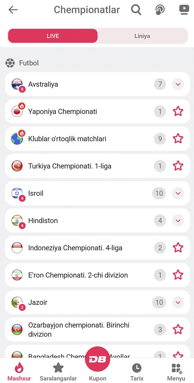 DBBet eng qiziqarli futbol o'yinlarini tanlang.