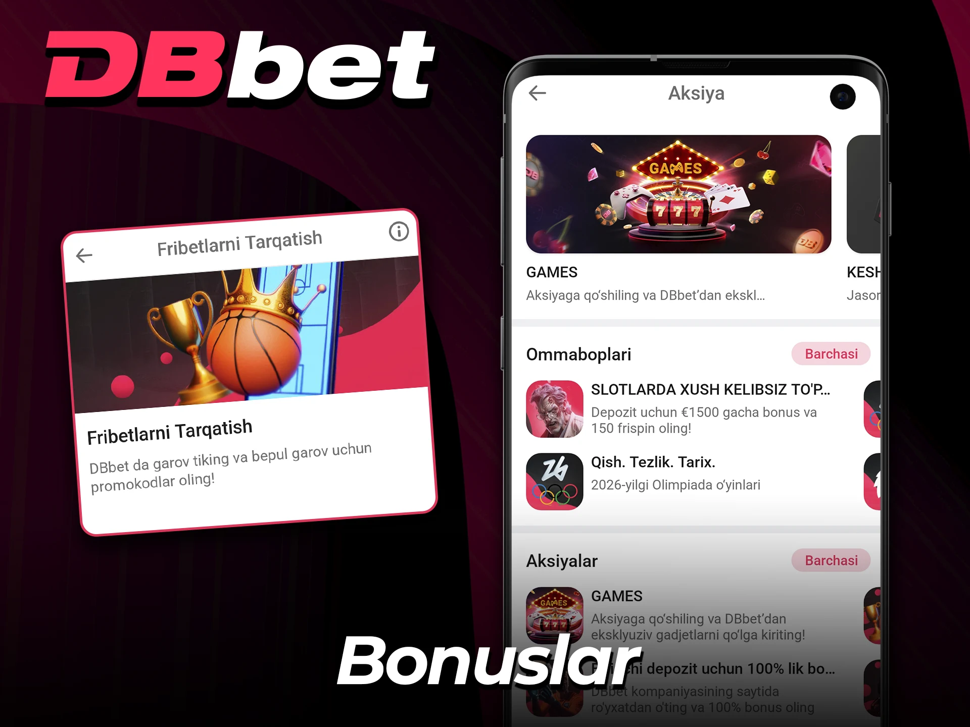 Ilova foydalanuvchilari uchun maxsus DBBet bonuslarini oling.