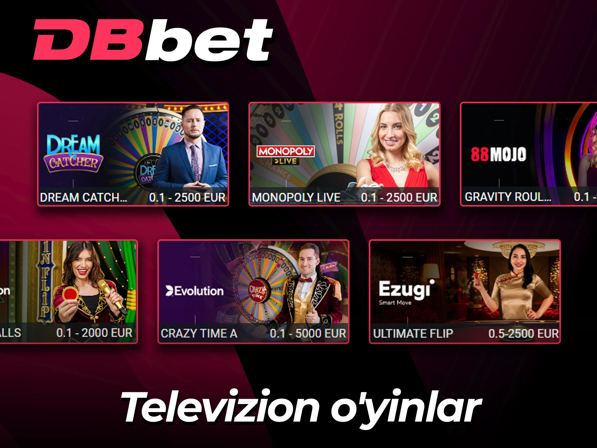DBBet kazinosida interaktiv televizion o'yinlarni tomosha qiling.