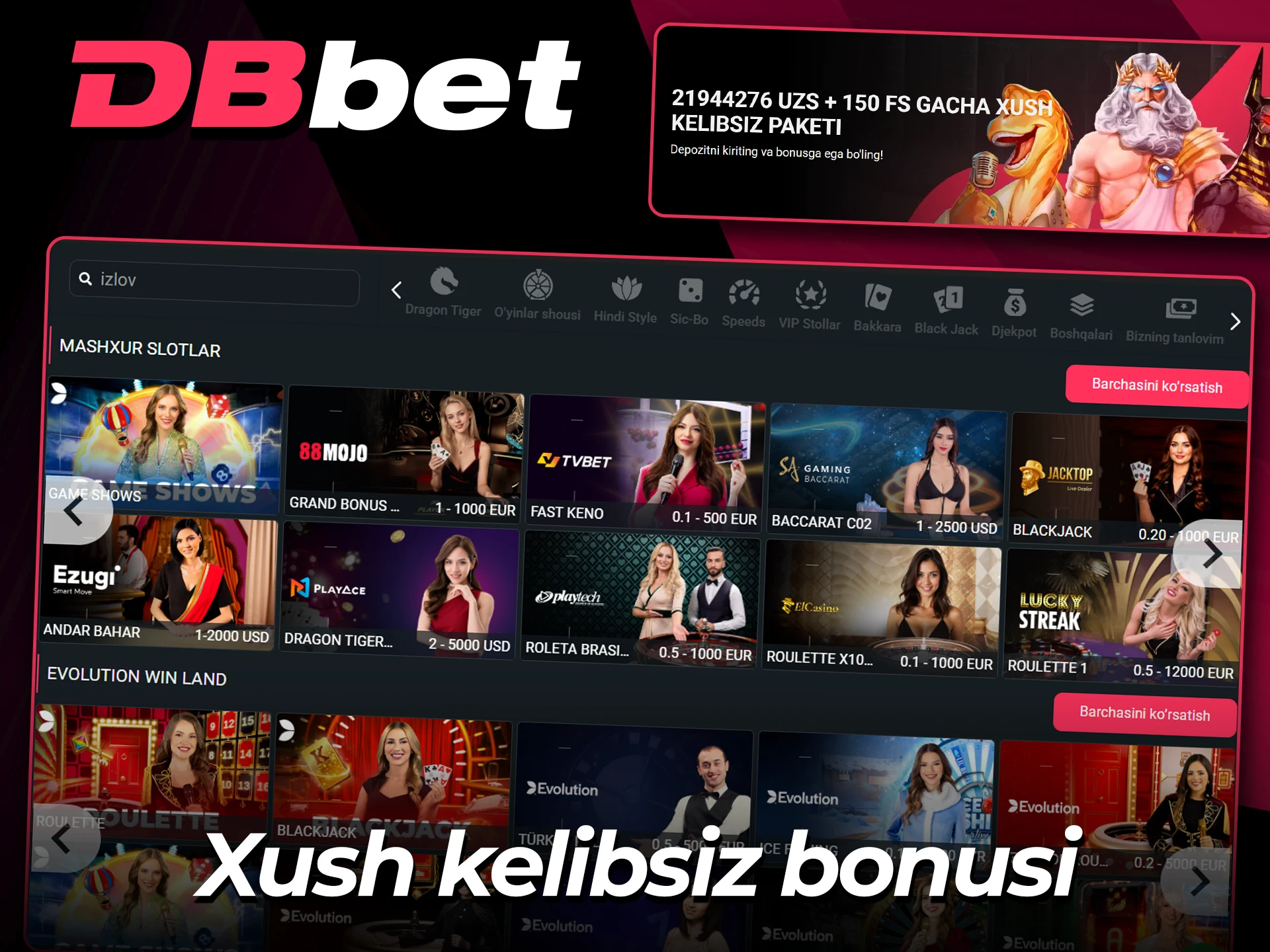 Kazino bonusingizni rasmiy DBBet veb-saytida oling.