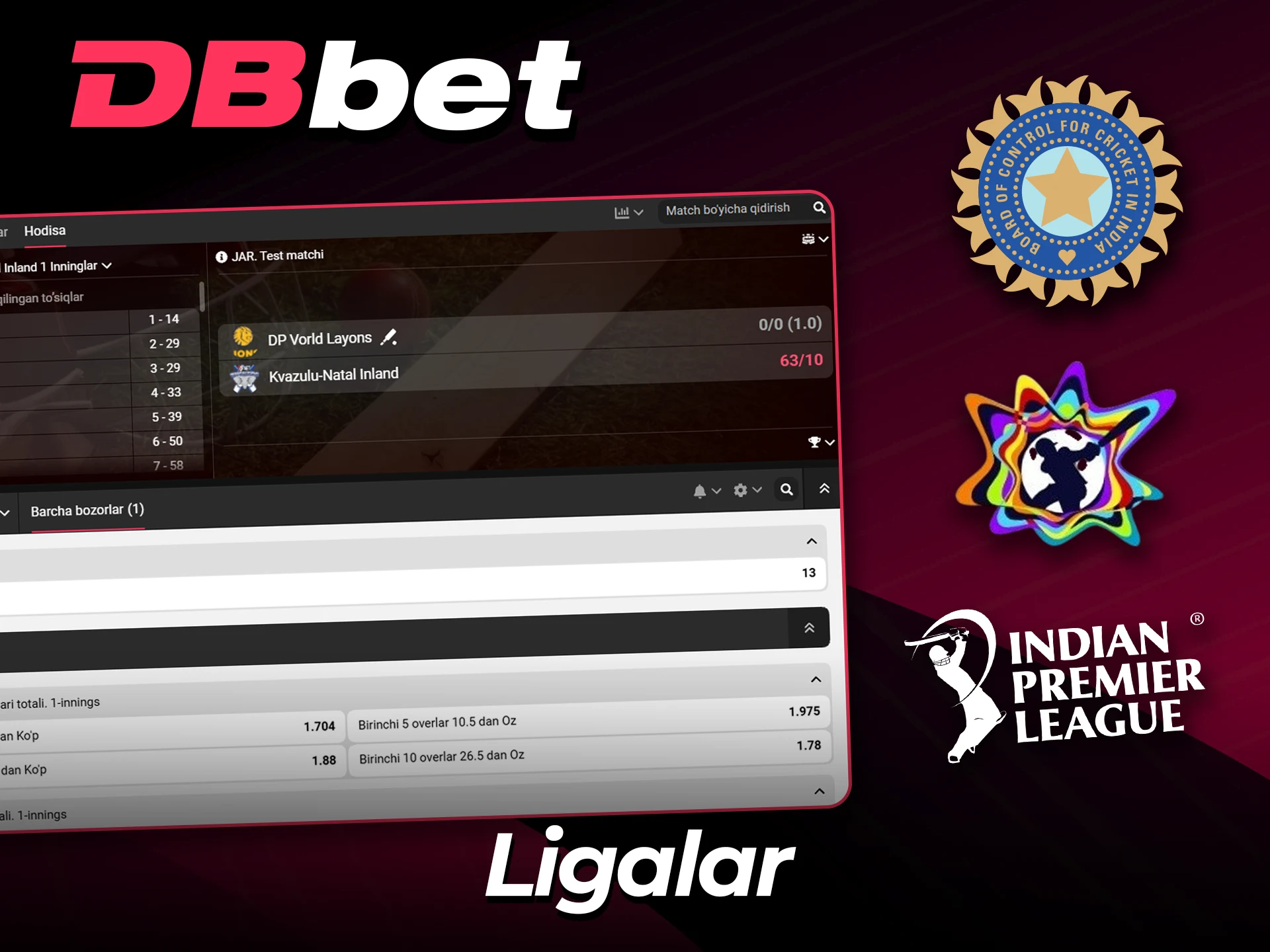 DBbet’da UPL va IPL’ga pul tiking.