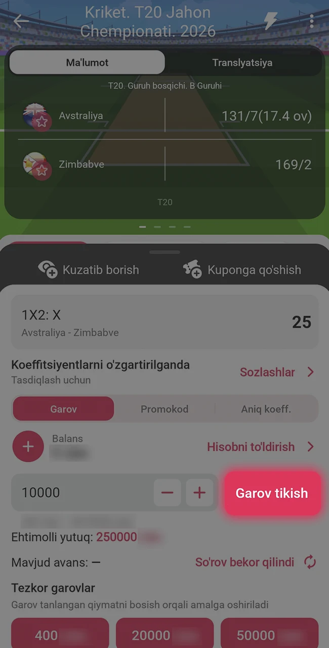 Kriket garovlaringizni DBbet platformasida joylashtiring.