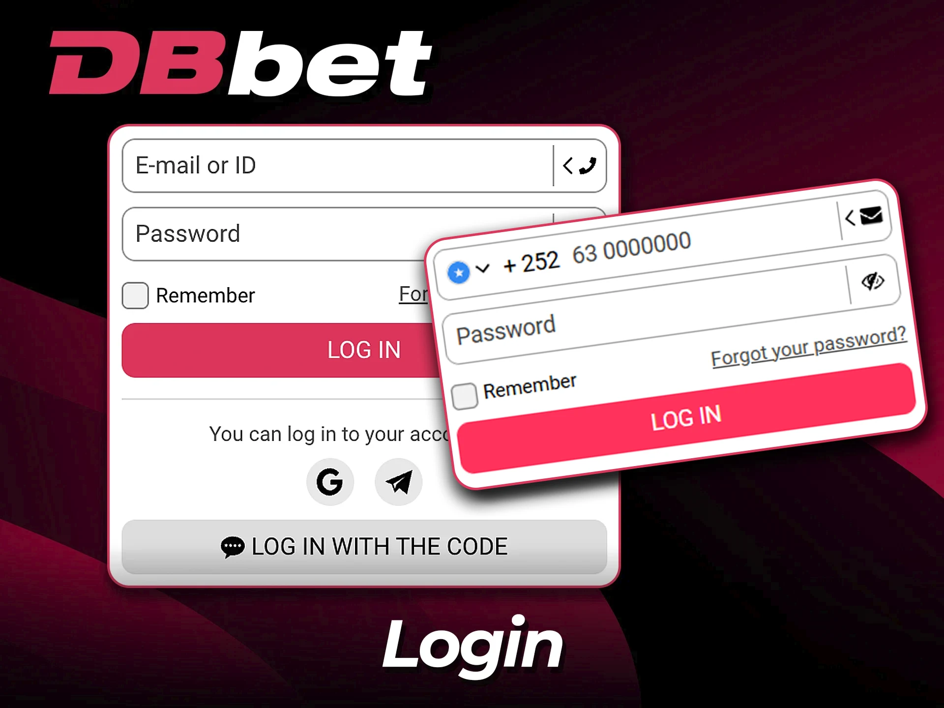 Sign in to your player profile at DBbet.