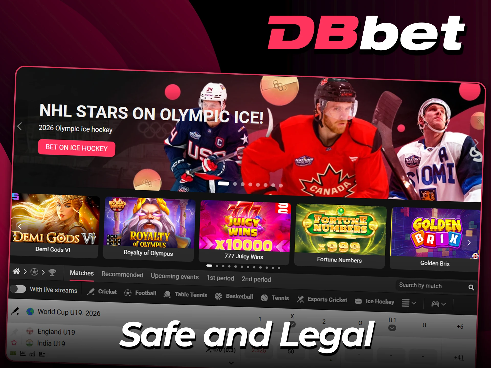 Check the legal status on the official DBbet website.