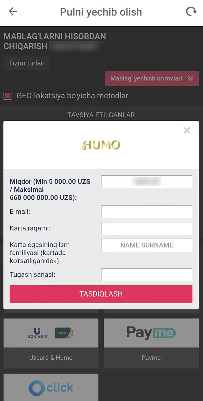 To'lov ma'lumotlaringizni DBBet rasmiy veb-saytida ko'rsating.