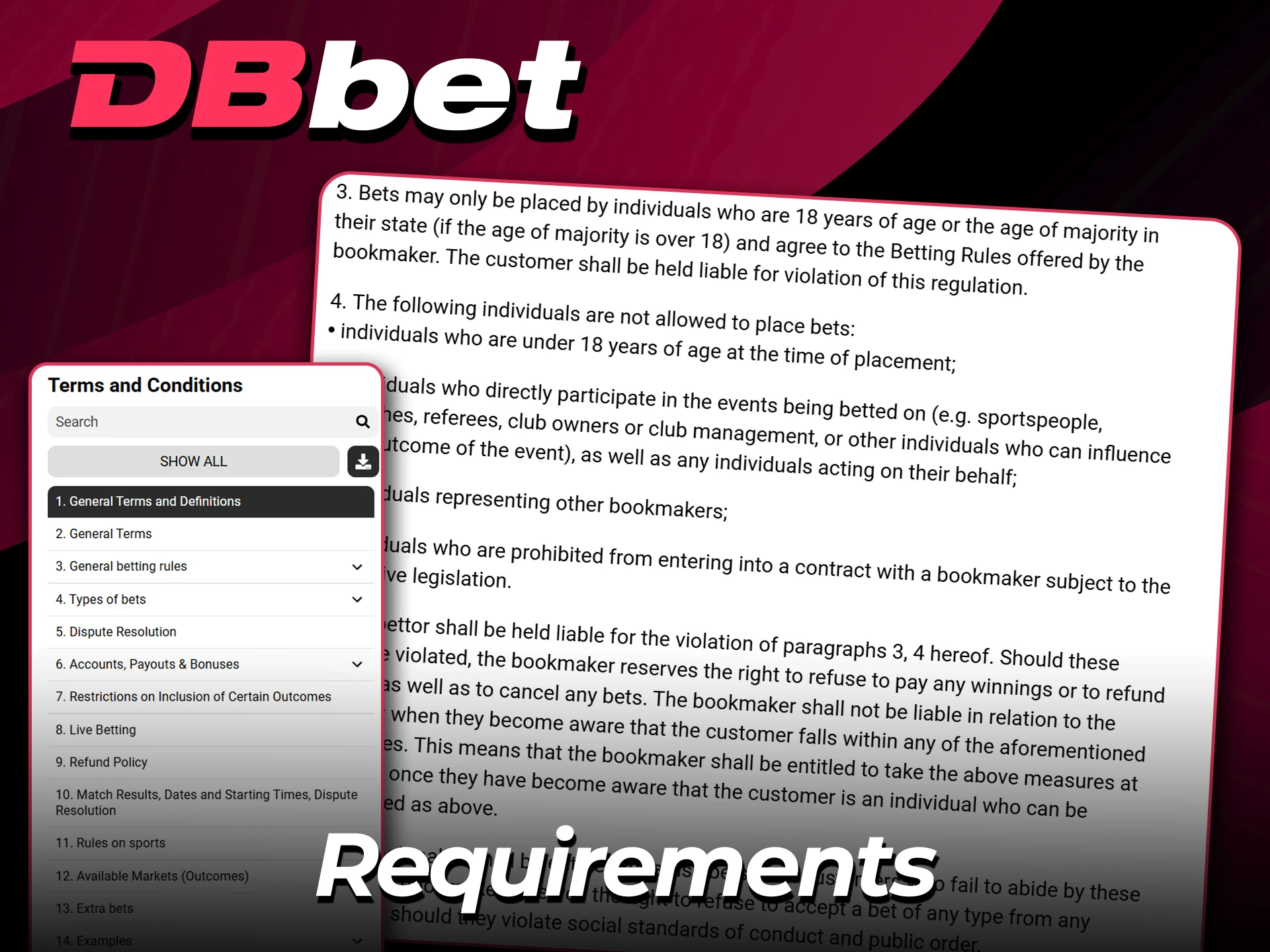 Read the signup terms on the DBbet website.