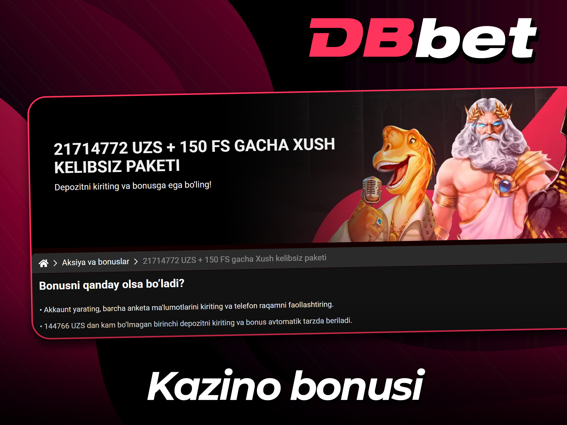 DBbet premium kazino mukofotlarini oching.