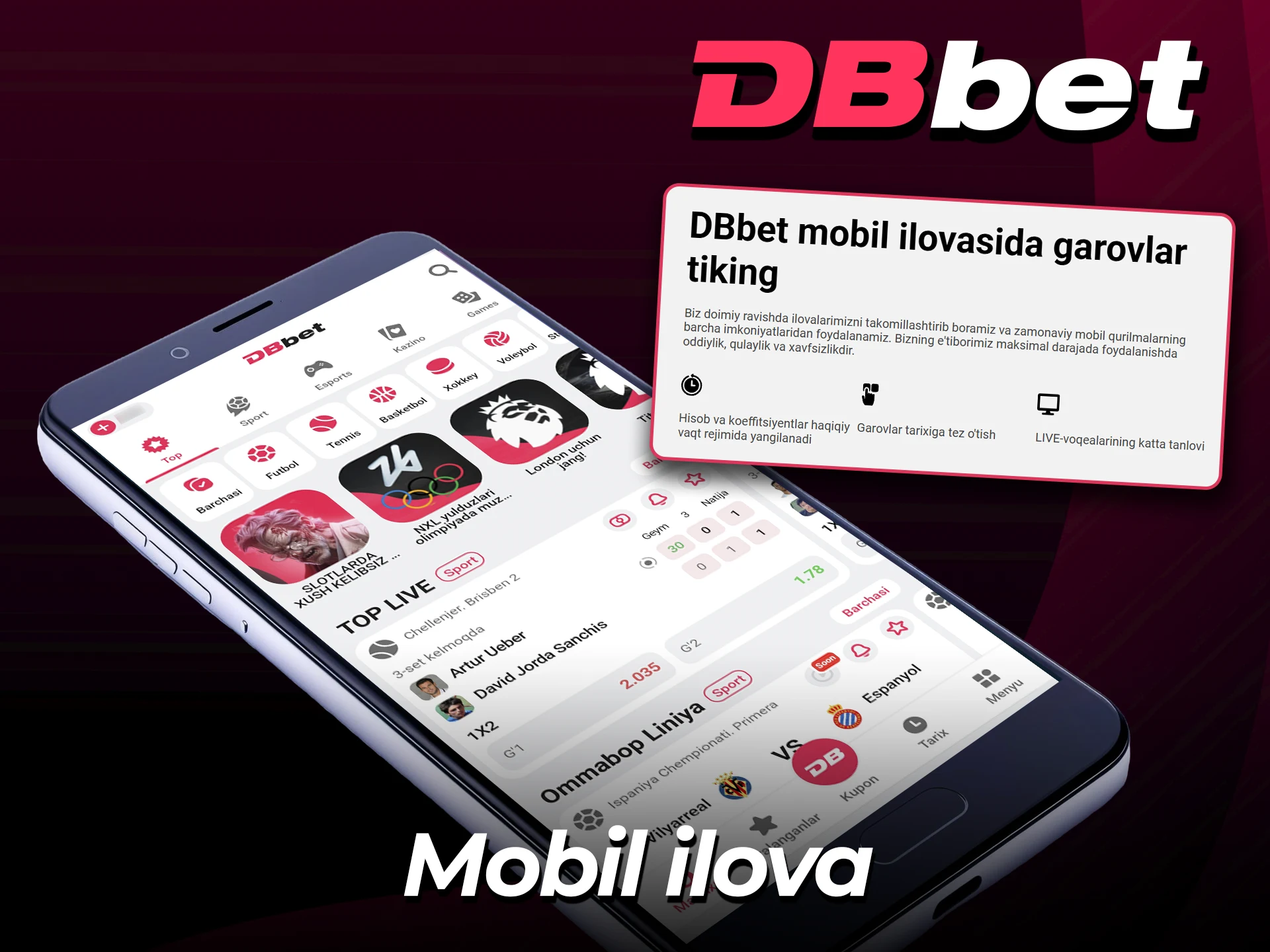 Rasmiy DBbet mobil ilovasidan foydalanib, hisob yarating.
