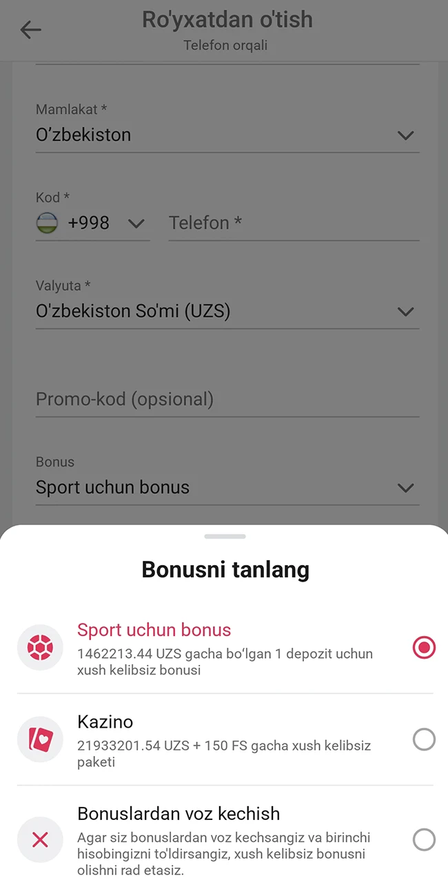 DBbet o'yinlar uchun boshlang'ich mukofotingizni tanlang.