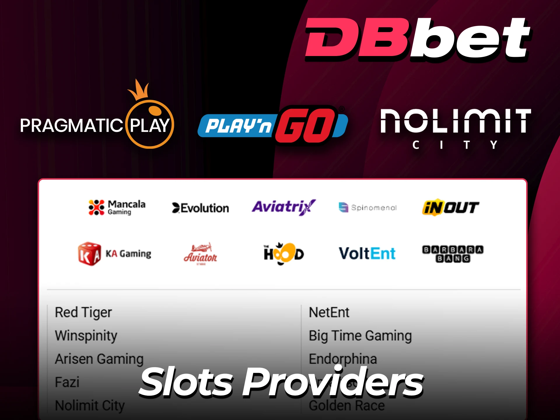 View top tier software providers at DBBet.