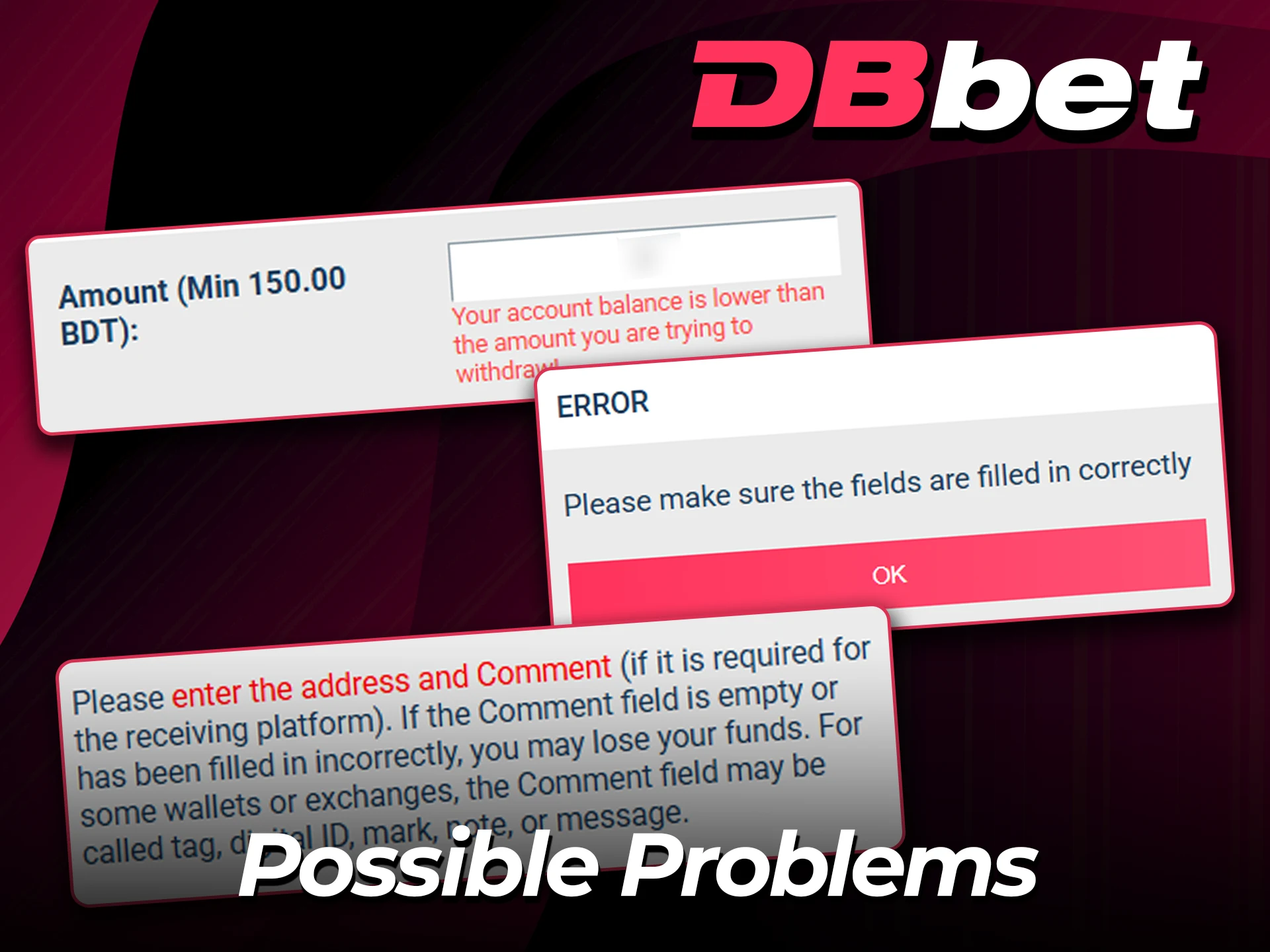 Troubleshoot common withdrawal issues on the DBBet platform.