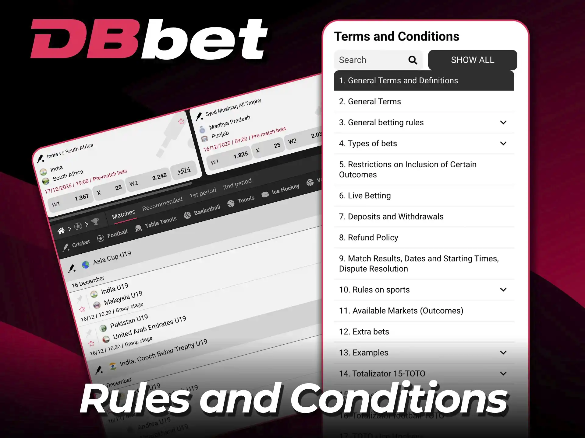 Understand the rules and conditions at DBbet before placing your bets.