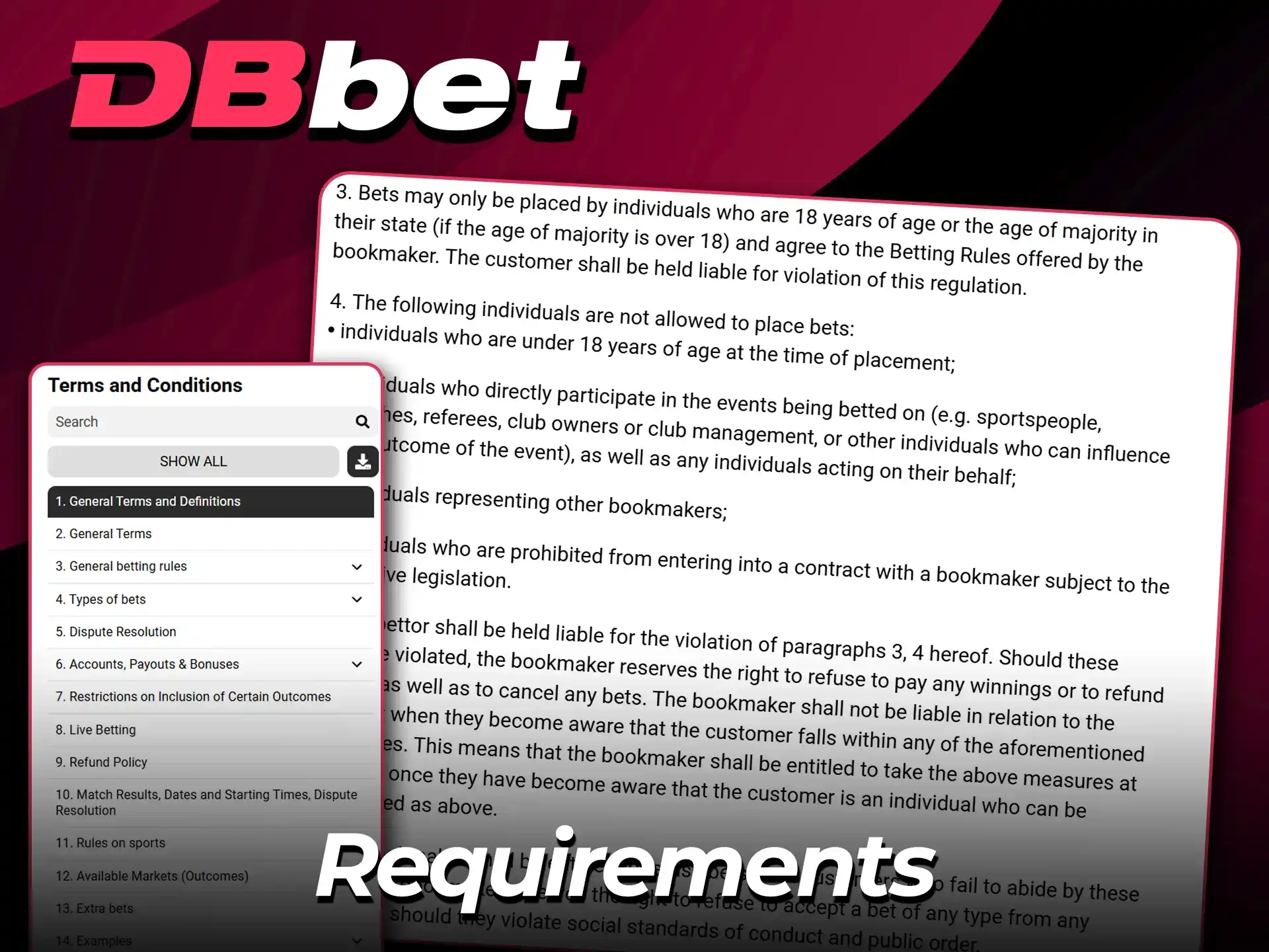 Read the signup terms on the DBbet website.