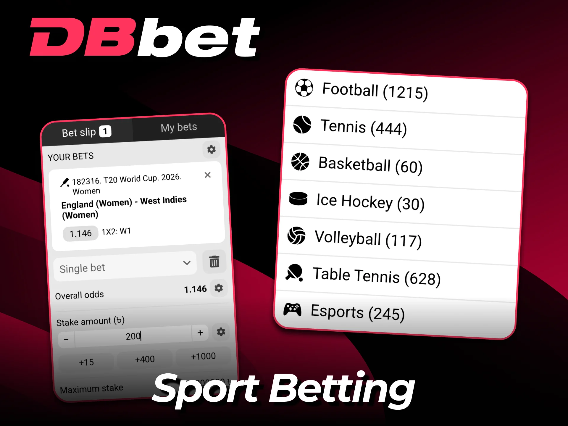 Bet on your favourite sports matches at DBbet platform.